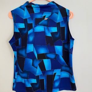 Blue patterned sleeveless shirt